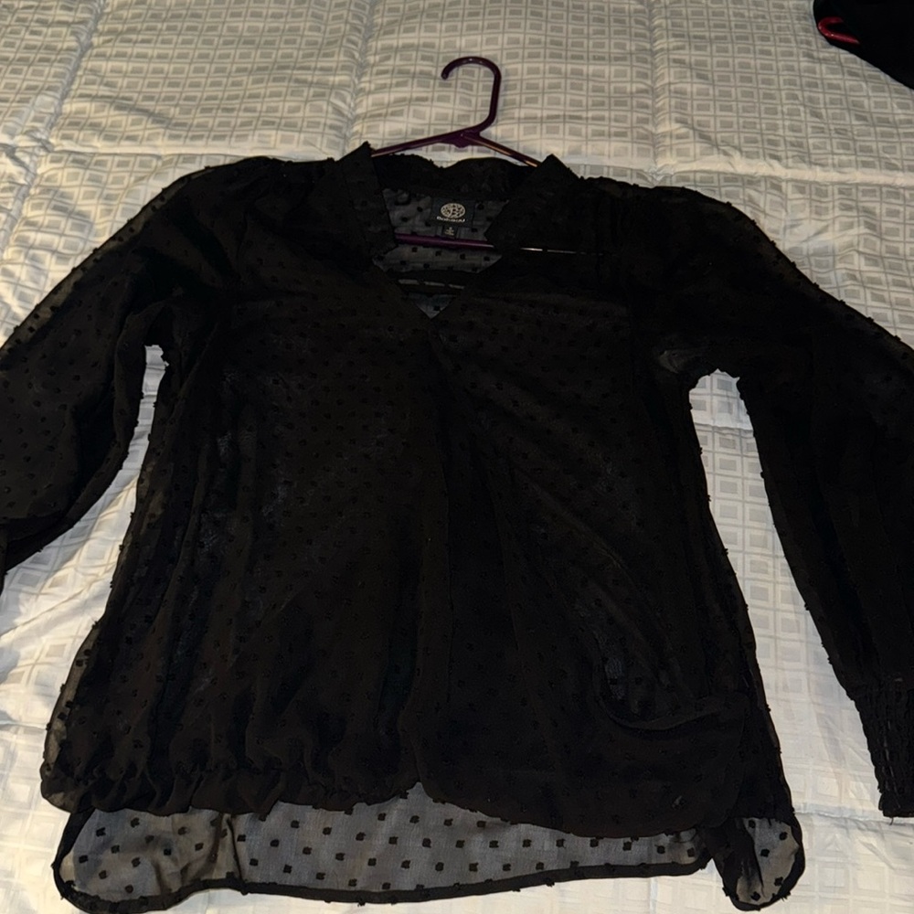 Bobeau Black blouse half sheer